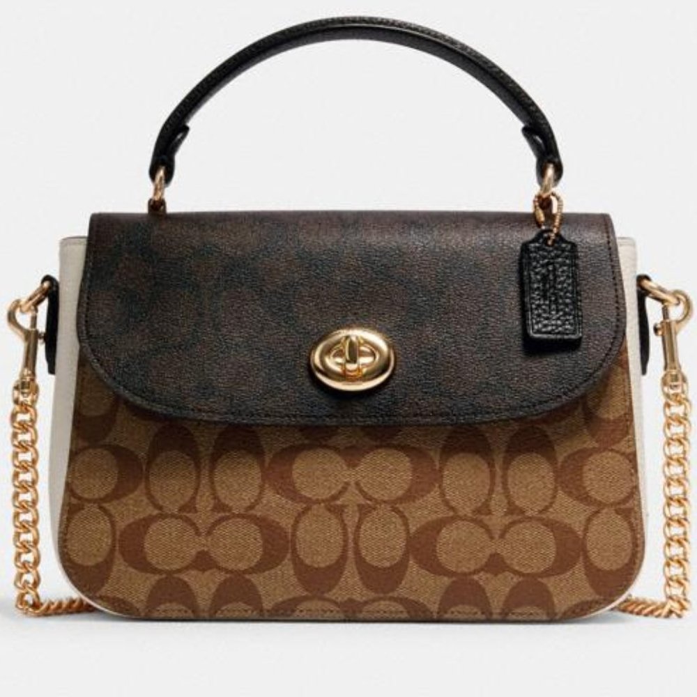 New) Satchel In Blocked Signature Canvas